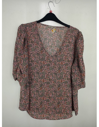 RÓŻÓWA BLUZKA W KWIATY B4523