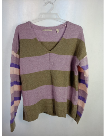 FIOLETOWY SWETER W PASKI B4758