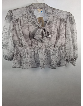 SZARA BLUZKA Z WIĄZANIEM B4782