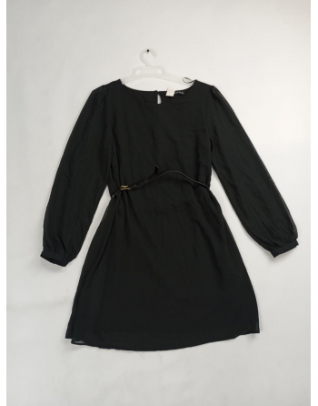 CZARNA SUKIENKA Z PASKIEM C155